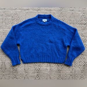 Pistola Sara Azure Blue Cropped Crewneck Wool Angora Sweater Womens S